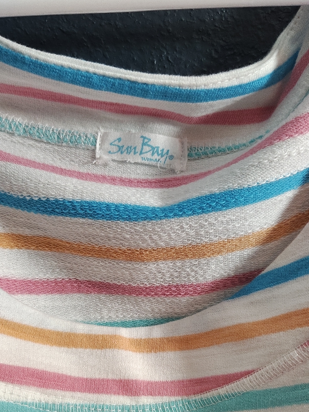 Sun Bay Cotton Striped Pastel Drawstring Beach Cover Up/Tunic Front Pockets - Picture 2 of 9